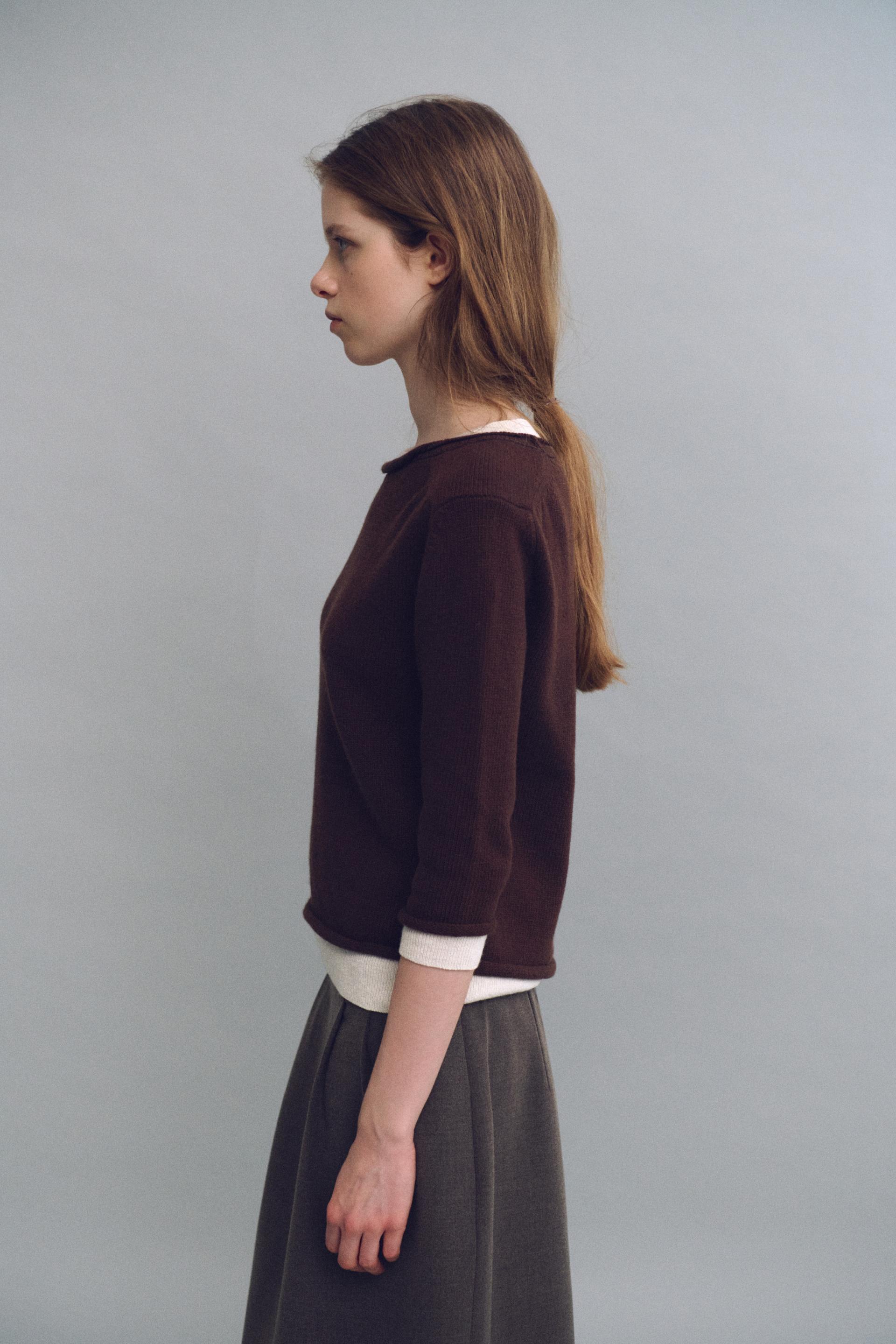 layered roll knit (brown)