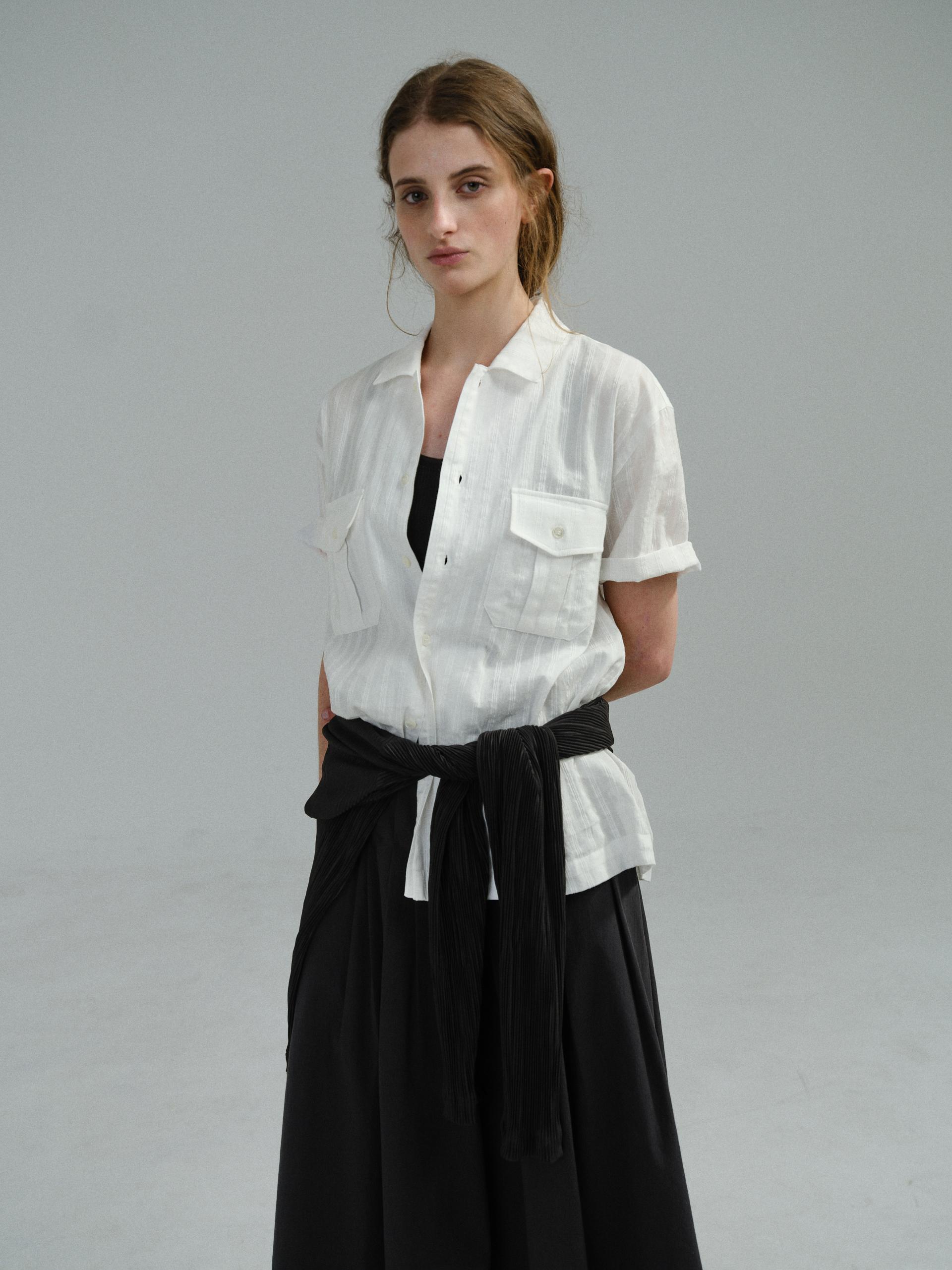 [10차 재입고] wrinkled lapel shirts (white stripe)