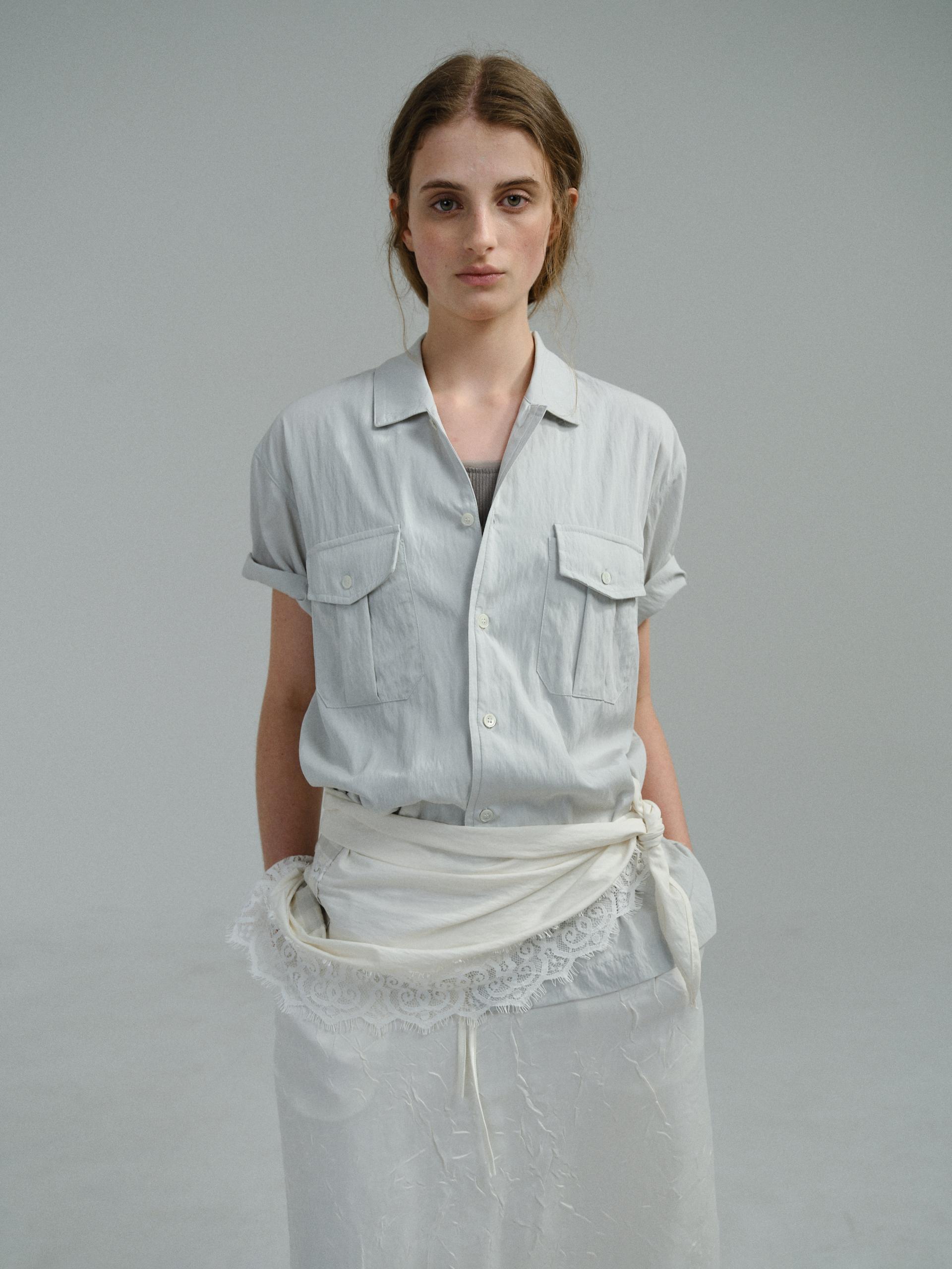 [13차 재입고 5/22 순차배송] wrinkled lapel shirts (mint grey)