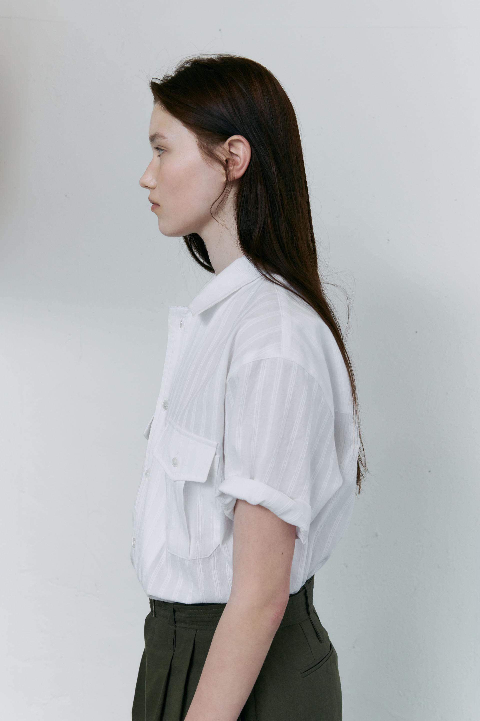 [10차 재입고] wrinkled lapel shirts (white stripe)