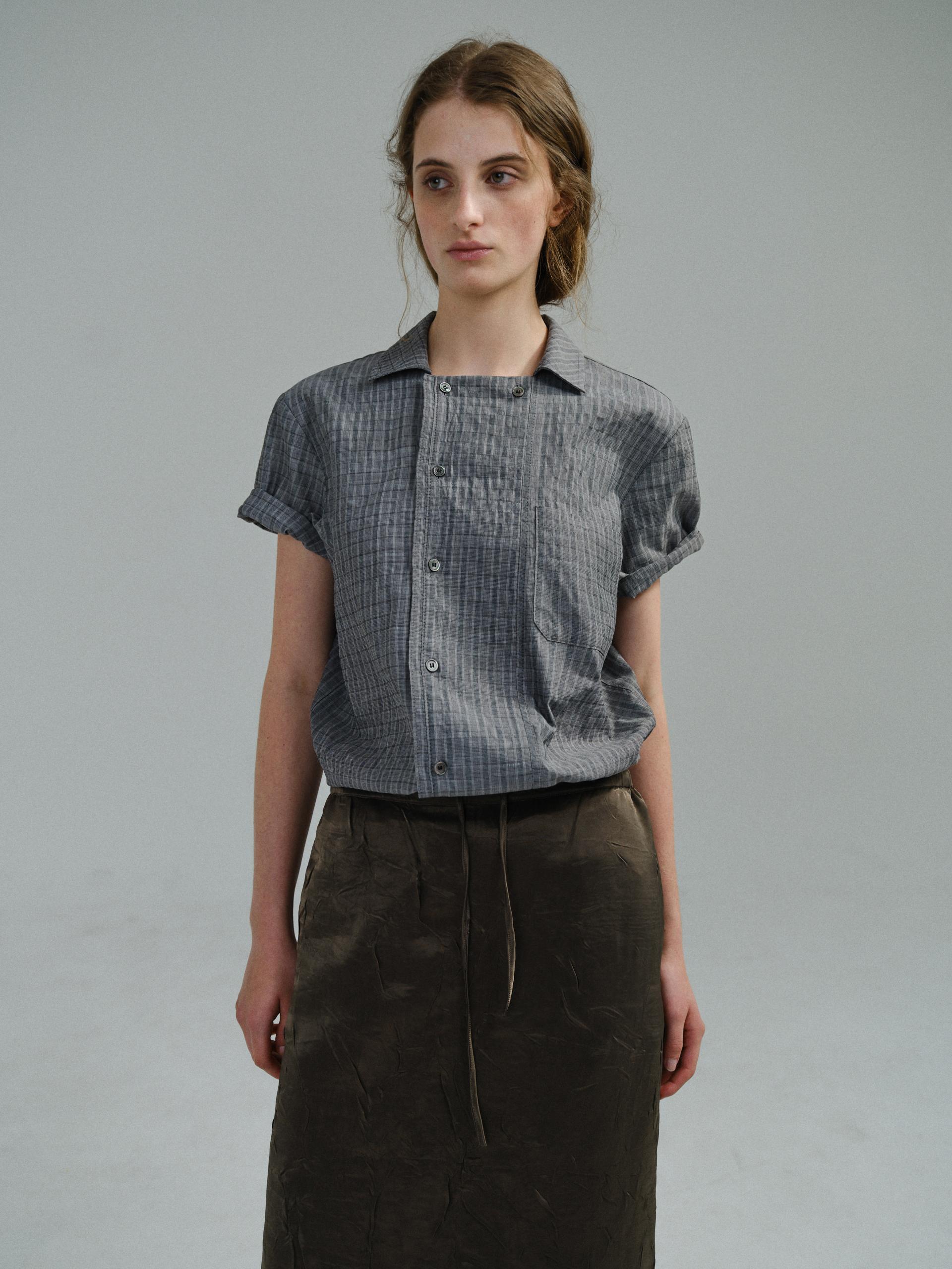 double structure shirt (grey check)