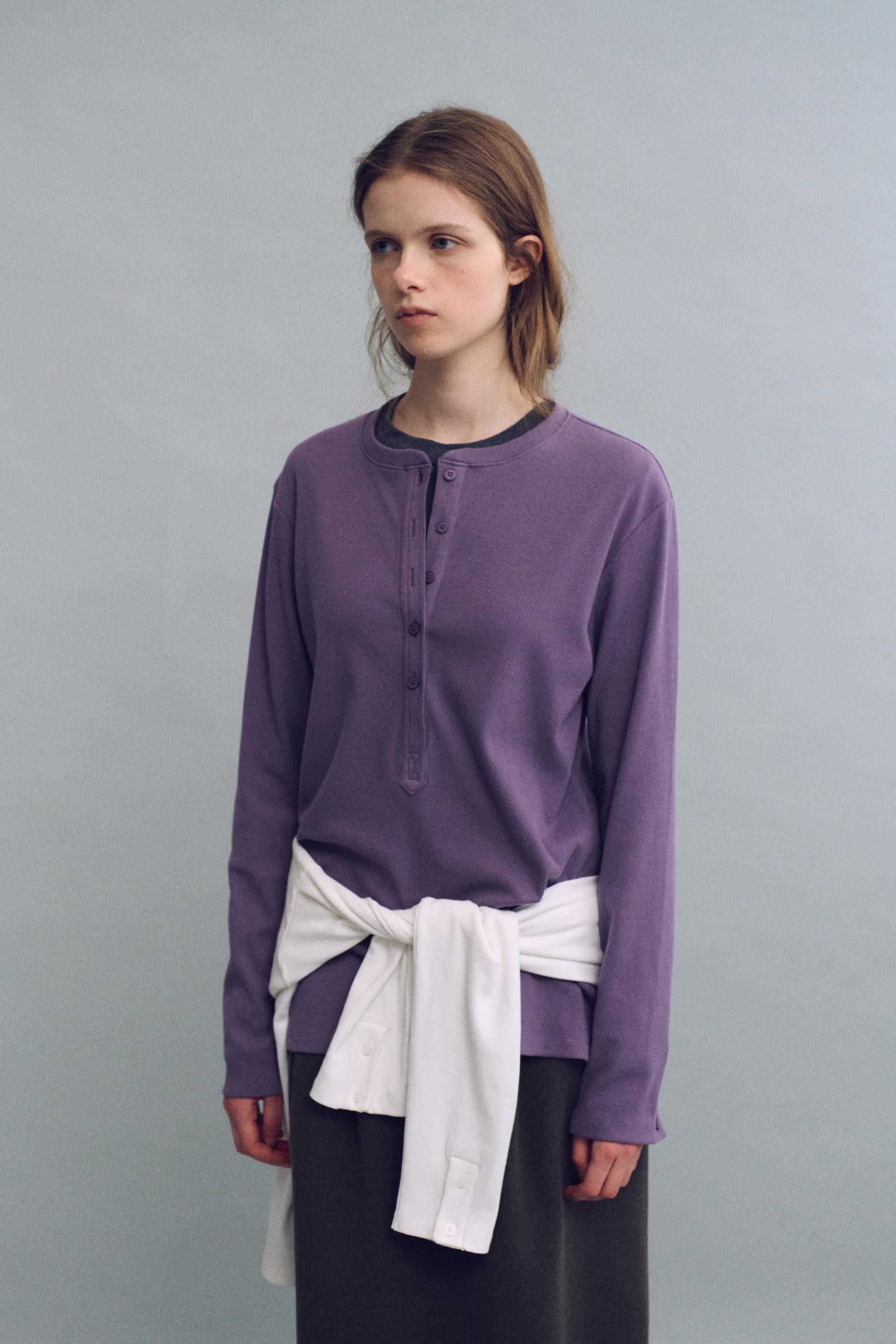 alter deep henley t-shirt (mauve purple)
