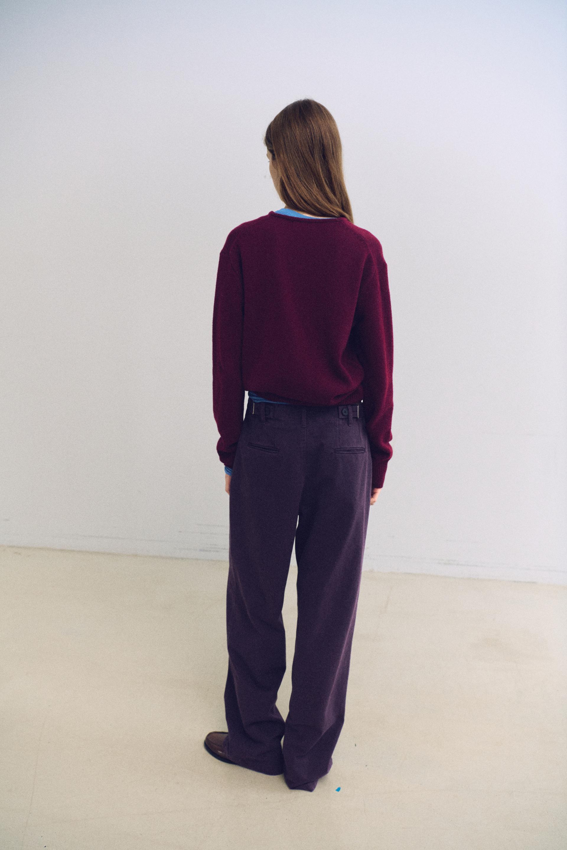 pipe v-neck knit (wine)