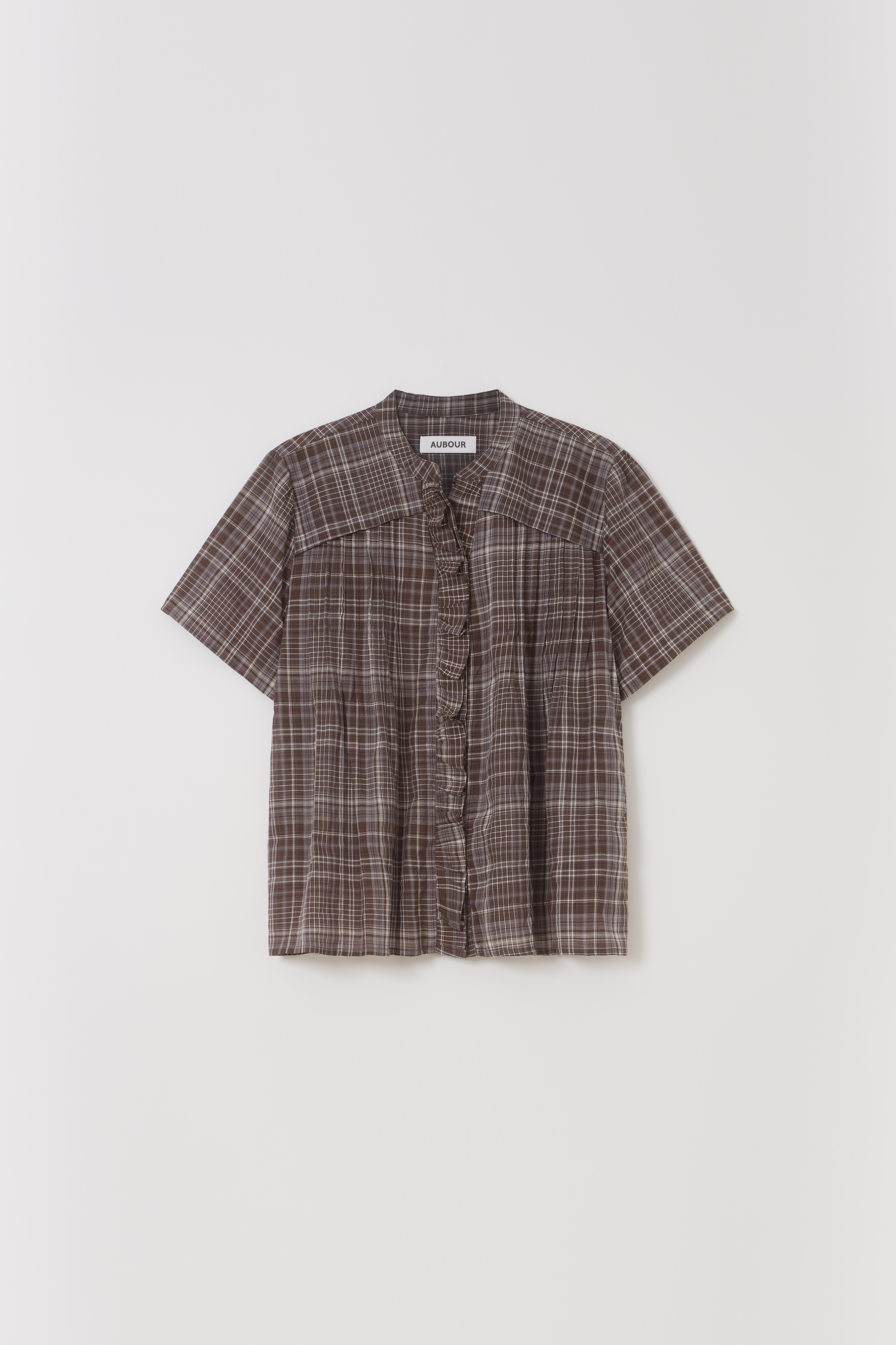 [2차 재입고] lace cap blouse (brown check)