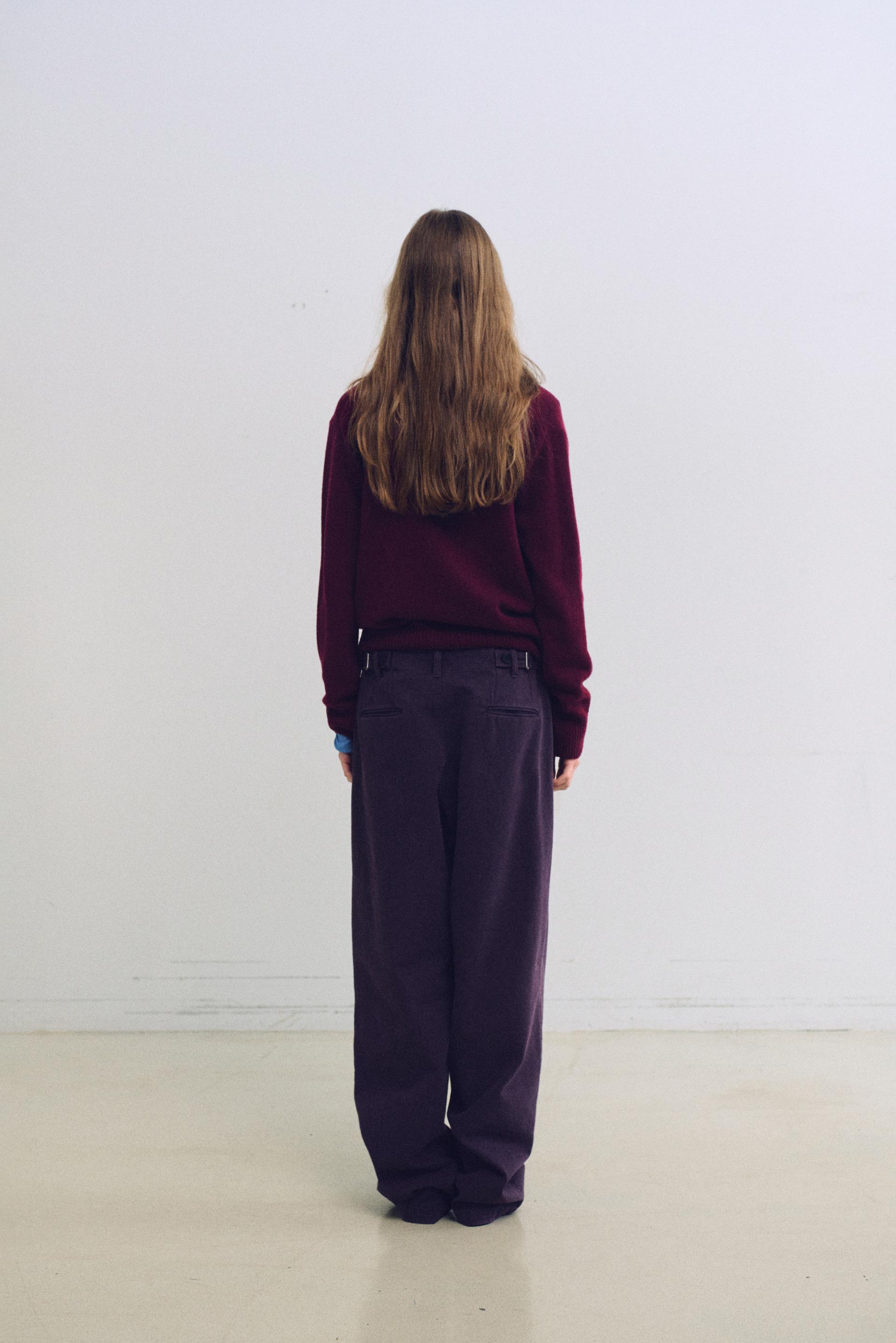 pipe v-neck knit (wine)