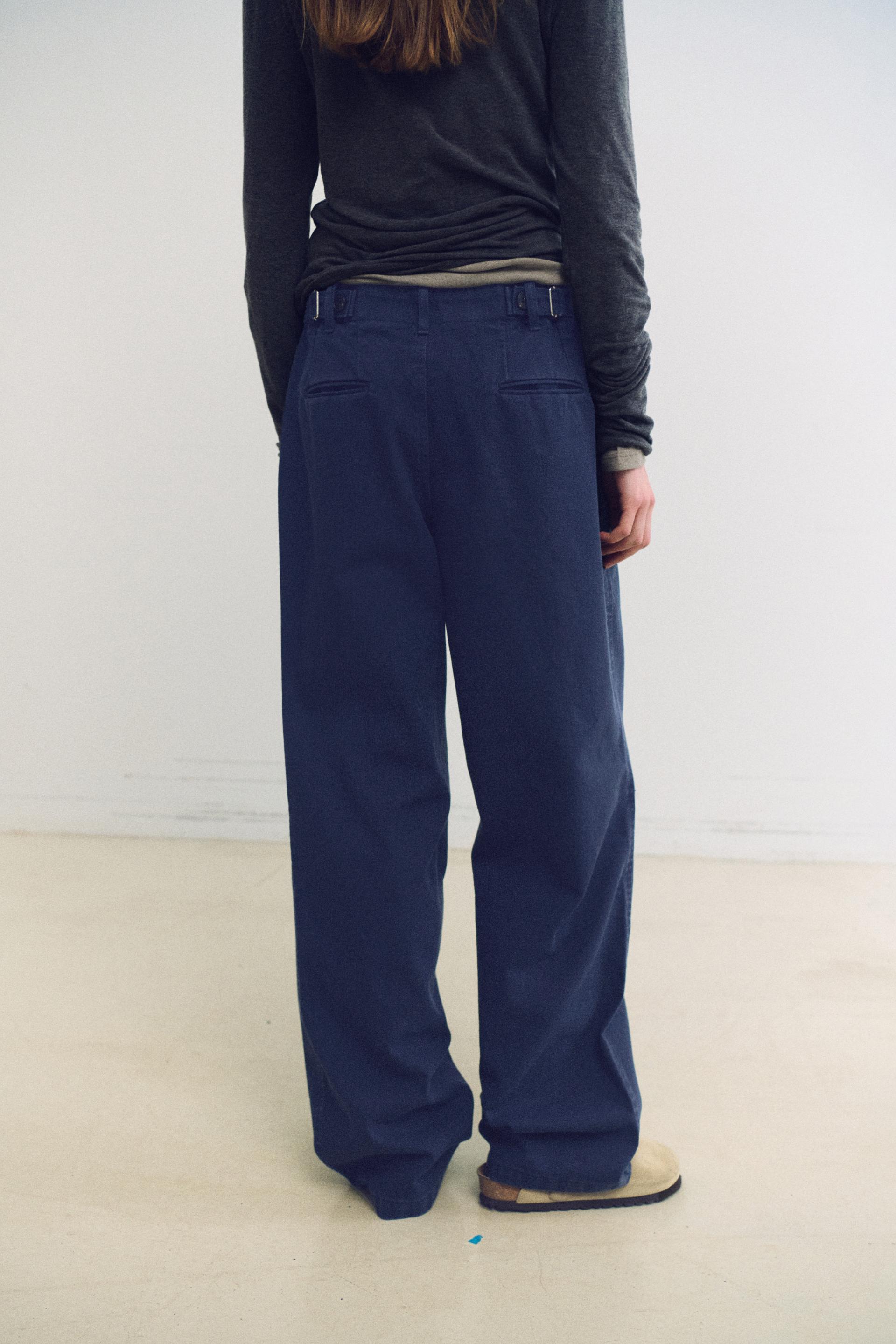 washed buckle pants (vintage blue)