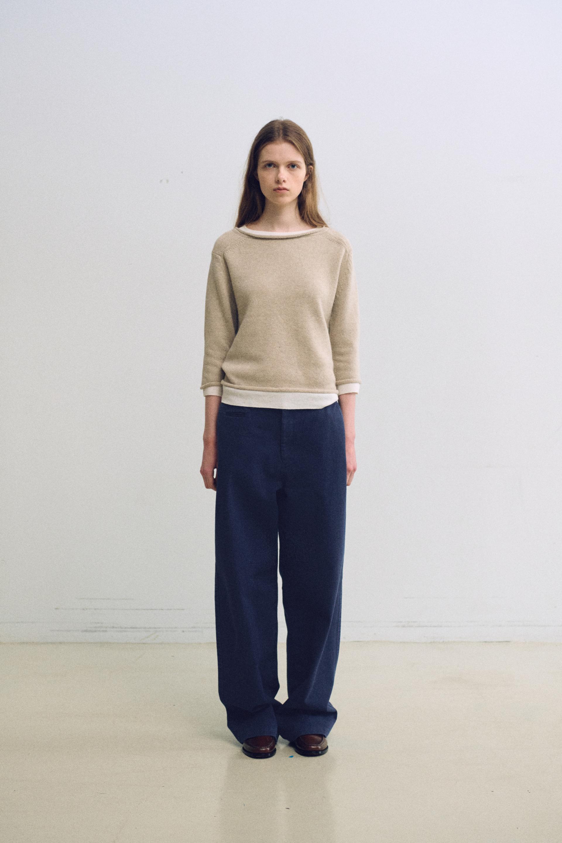 layered roll knit (beige)