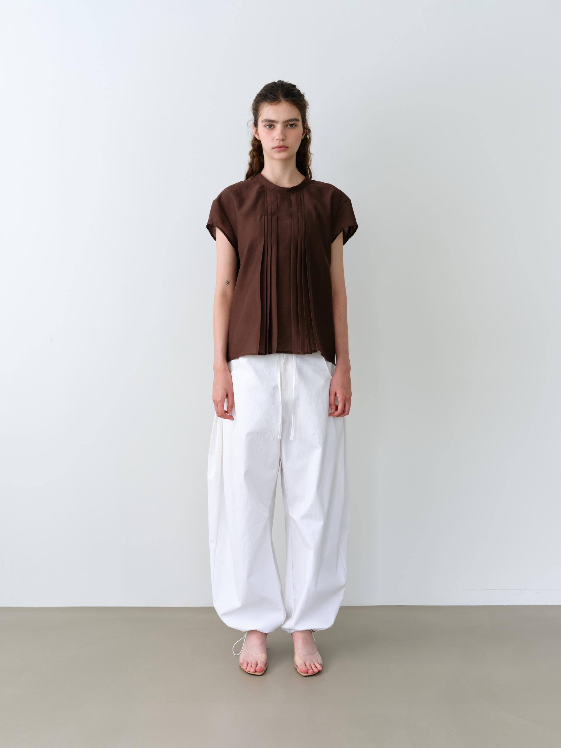 veil pleats blouse (brown)