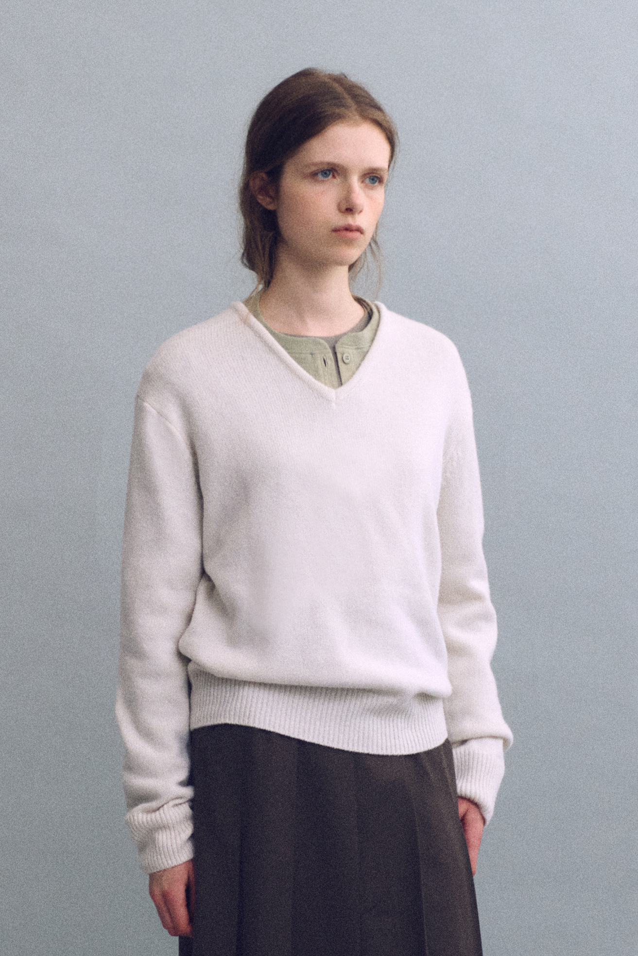 pipe v-neck knit (ivory)