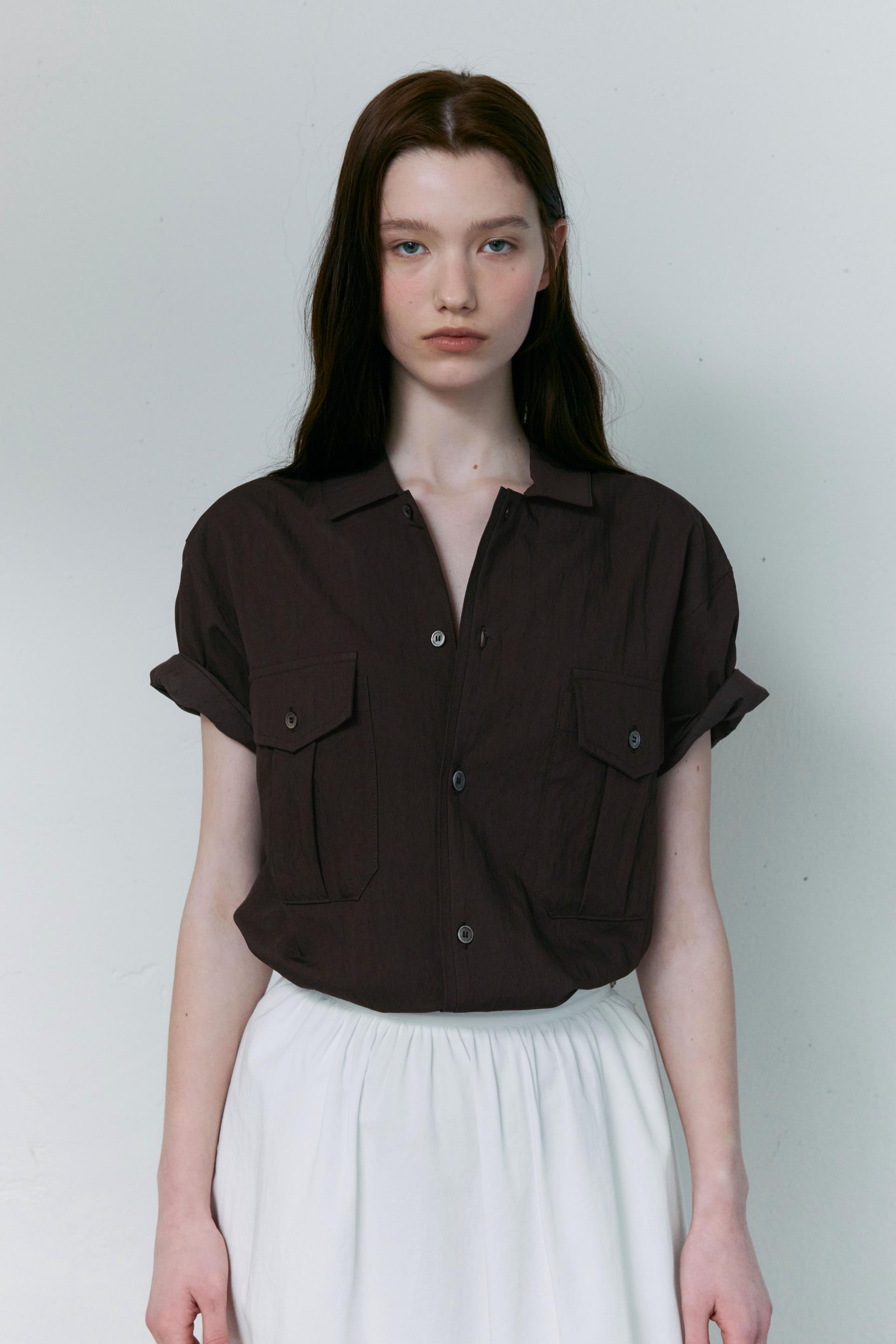 [14차 재입고 5/22 순차배송] wrinkled lapel shirts (brown)