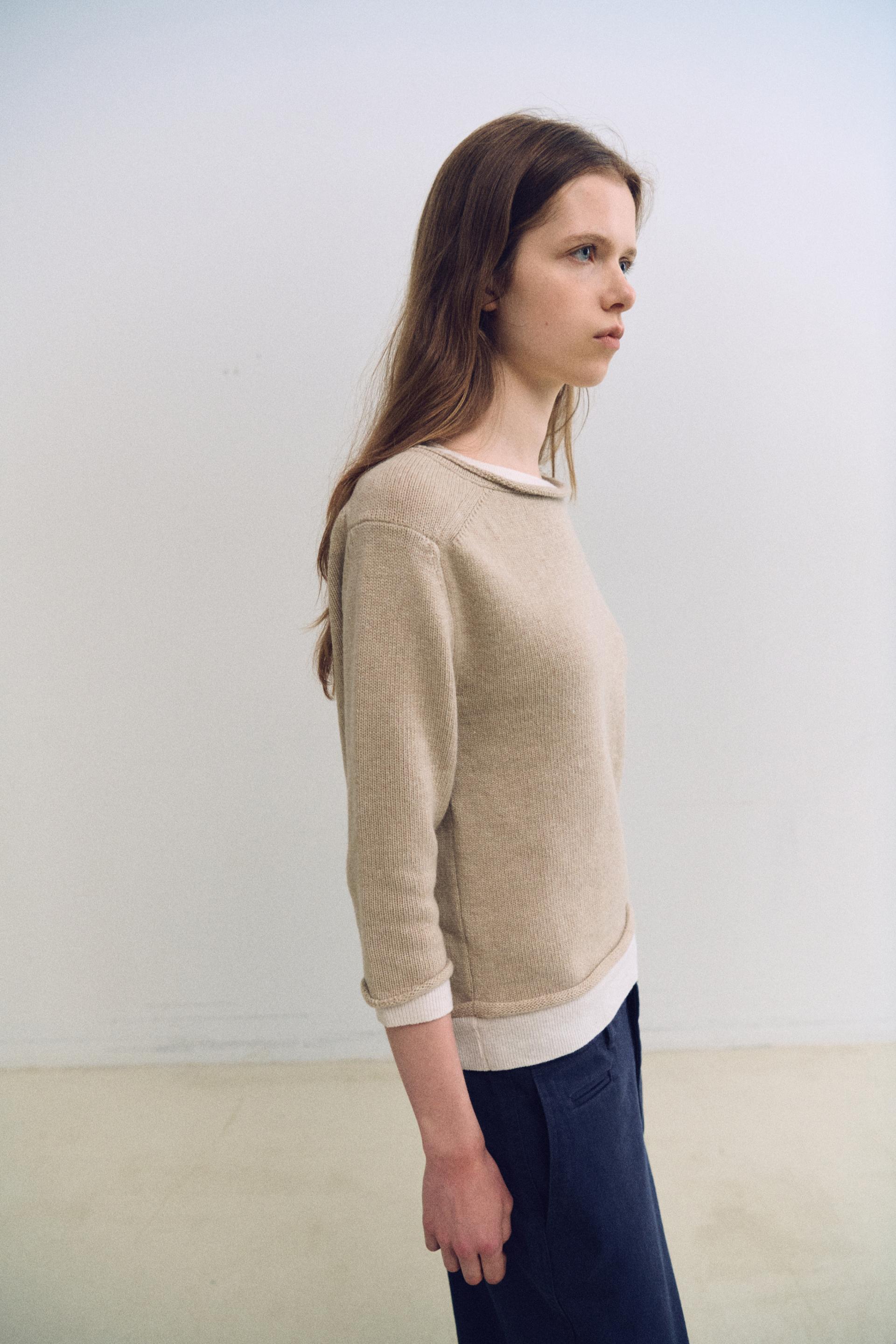 layered roll knit (beige)
