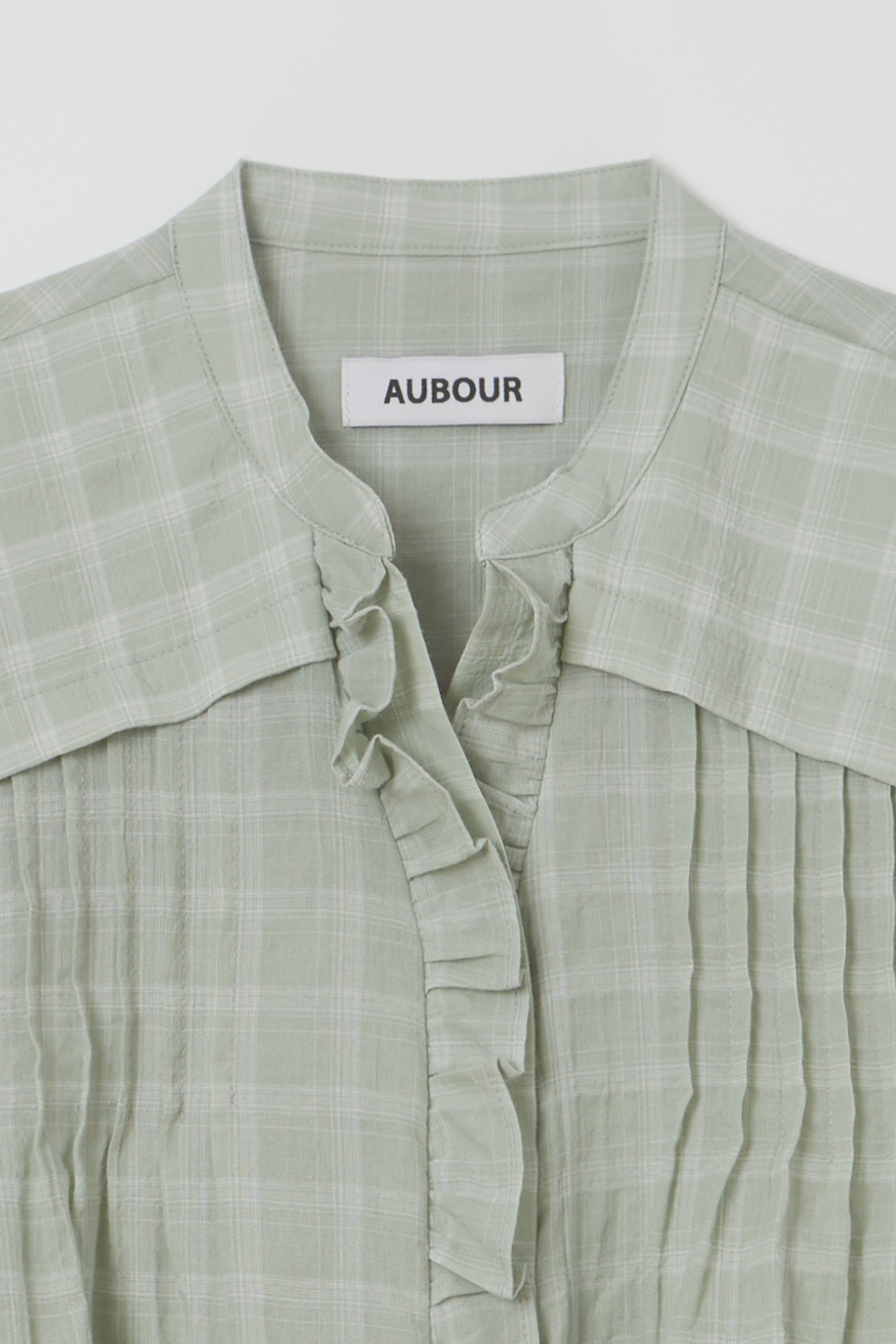 [2차 재입고] lace cap blouse (mint check)