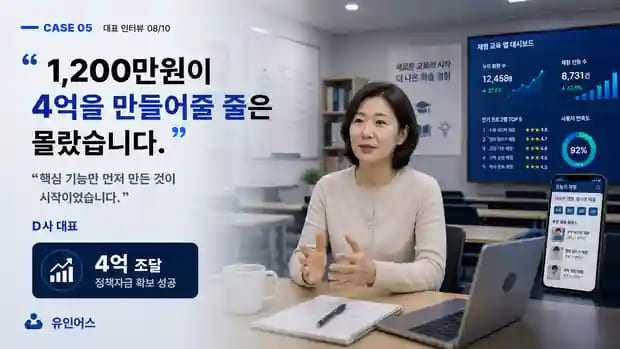 연 매출 1억도 안 되던 교습소 대표가 4억을 조달한 방법 대표 인터뷰 핵심 문장