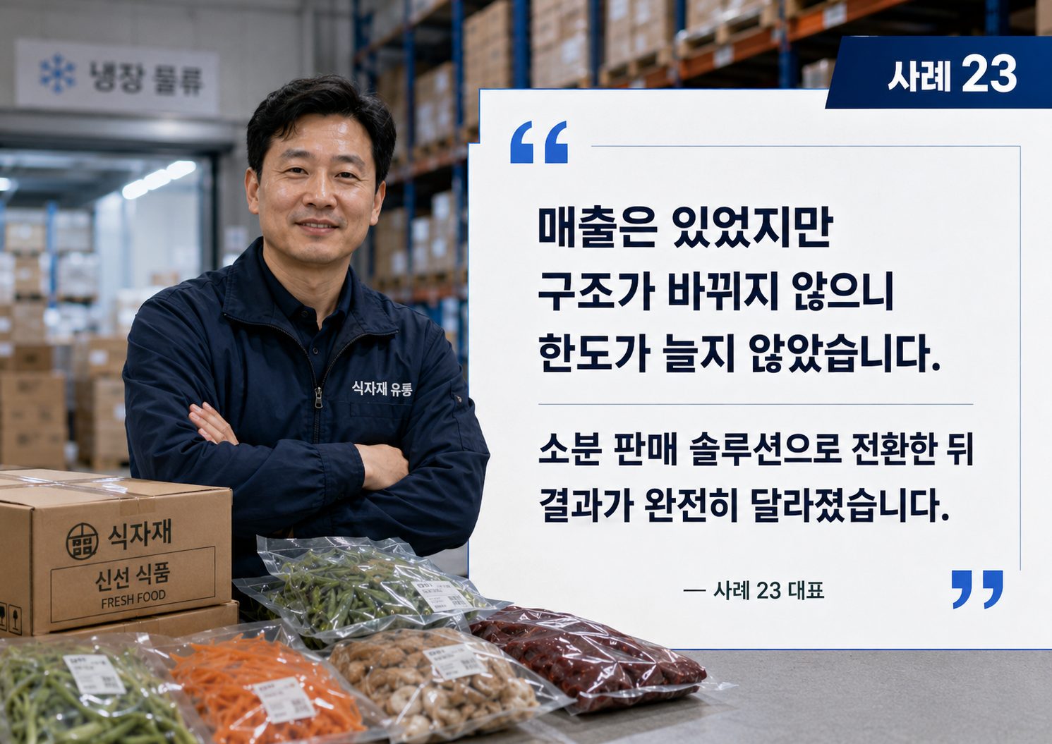 식자재 유통·도소매 기업이 식품 소분 판매 솔루션으로 전환해 14억을 확보하기까지 대표 인터뷰 핵심 문장