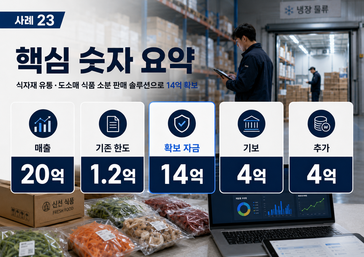 식자재 유통·도소매 기업이 식품 소분 판매 솔루션으로 전환해 14억을 확보하기까지 핵심 숫자 요약