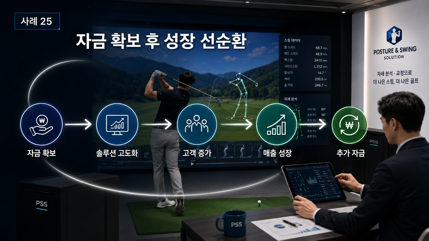 골프 스크린 운영자가 자세 분석·교정 솔루션 기업으로 전환해 5억을 확보하기까지 자금 확보 후 성장 선순환