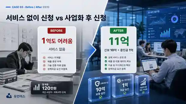 "제발 1억이라도 받고 싶다"던 대표가 11억을 확보하기까지 직접 신청 전후 비교