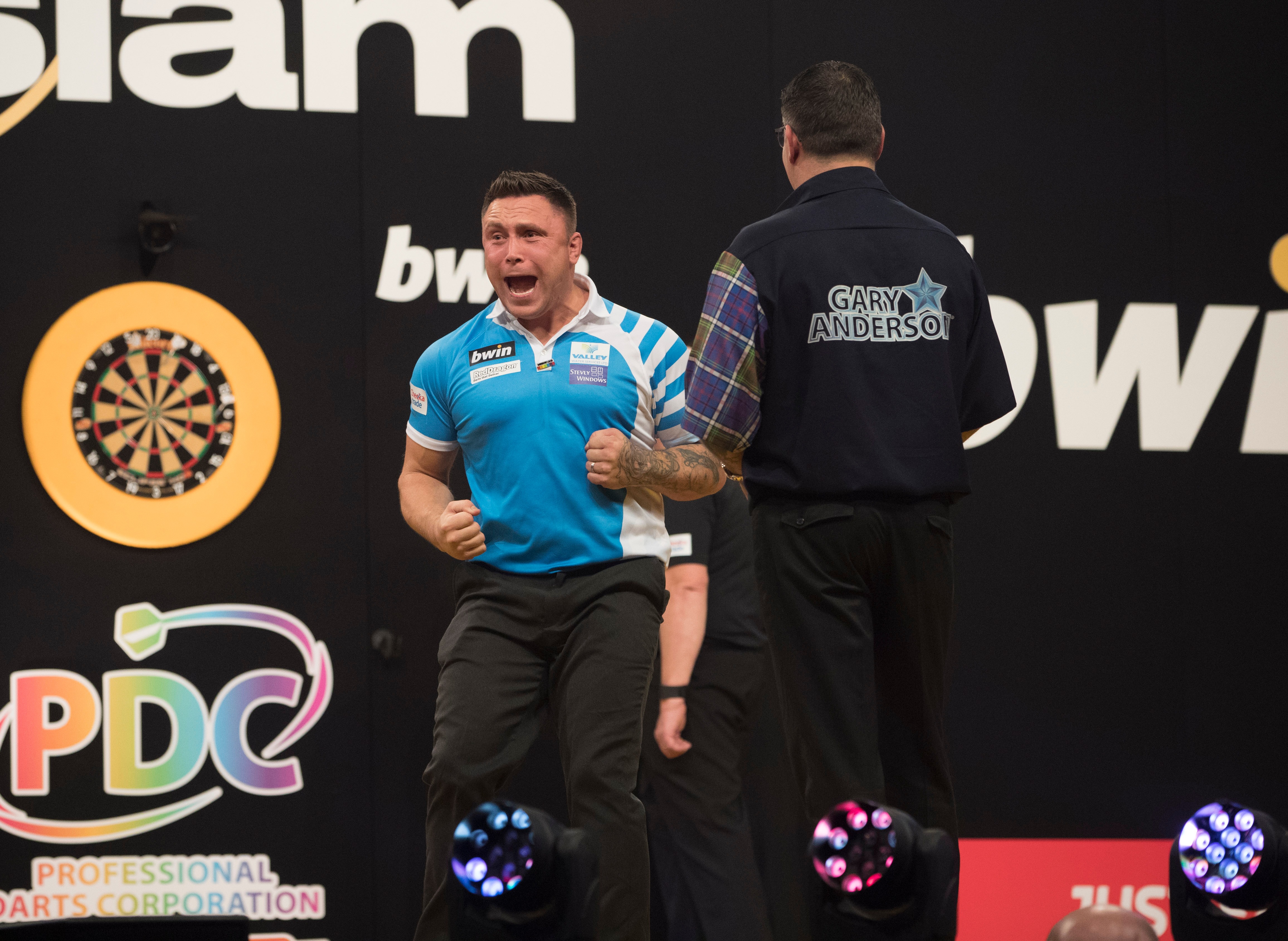 Gerwyn Price, Gary Anderson (Lawrence Lustig, PDC)