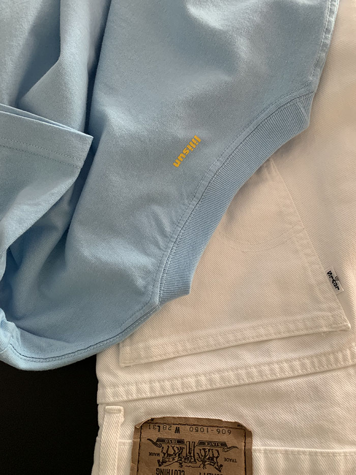(new product) "Cherry Country Club" Embroidery T-shirt (Blue)