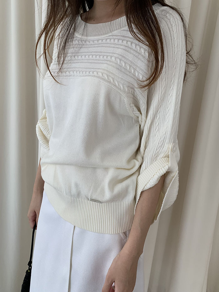 90's "Courreges" cotton x acrylic Knit