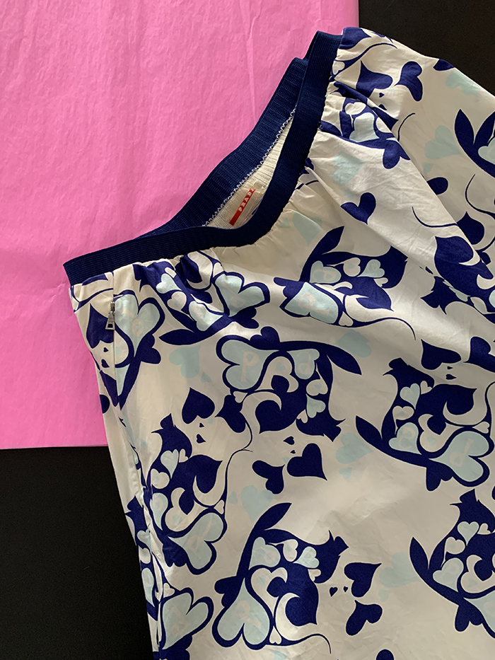 00's "Prada" flower cotton banding Skirt