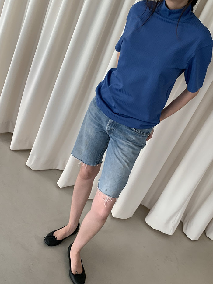 00's "PRADA" short half neck Knit Top