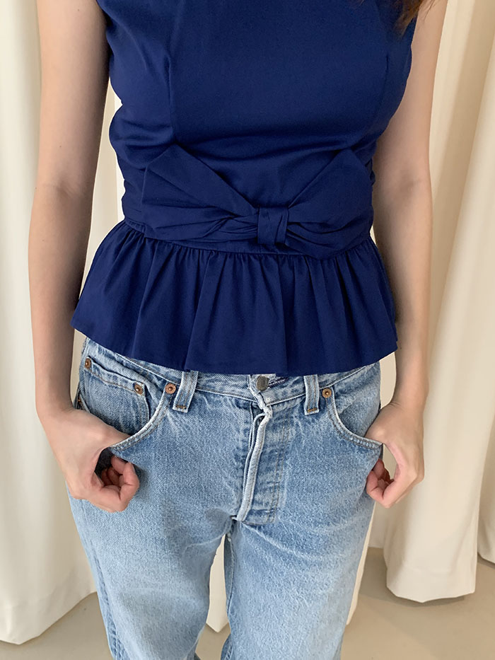 00's "PRADA" rayon x nylon crop Top 복제