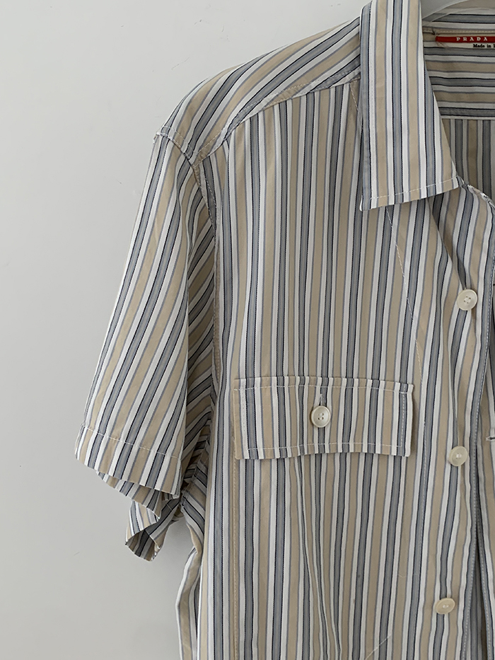 00's "PRADA" cotton pocket short Shirt