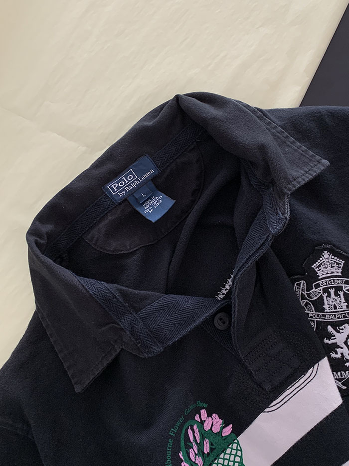 Vintage "Melbourne Flower Gaarden Show" by Polo Ralph Lauren Rugby" Pique Shirt 복제 복제