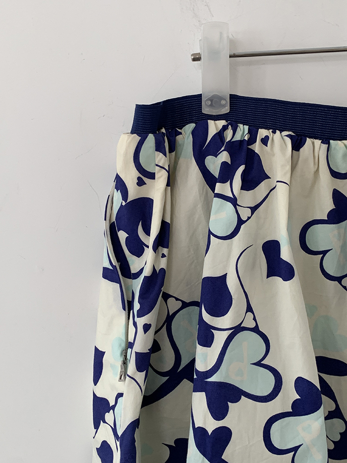 00's "Prada" flower cotton banding Skirt