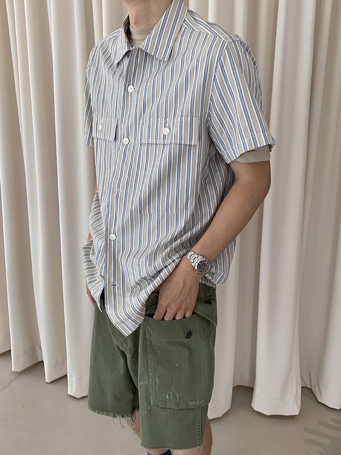 00's "PRADA" cotton pocket short Shirt