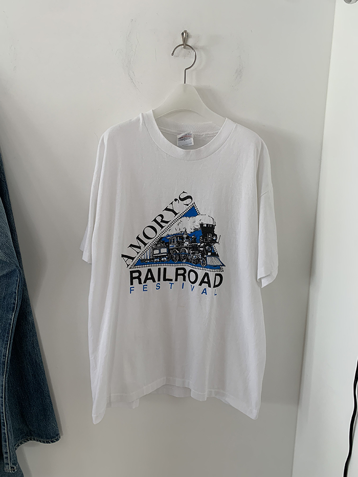 90's "RAIL ROAD" USA T-shirt