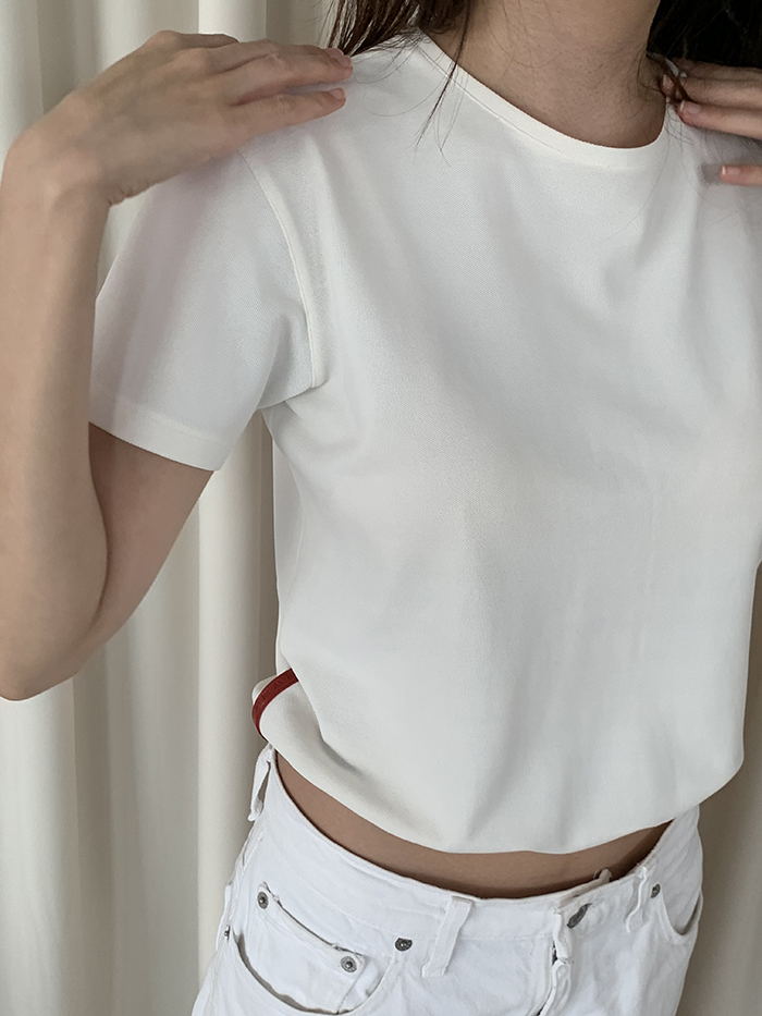 00's "PRADA" rayon x nylon crop Top