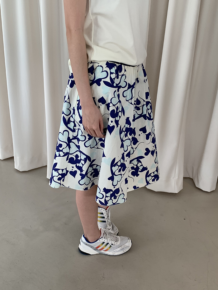 00's "Prada" flower cotton banding Skirt