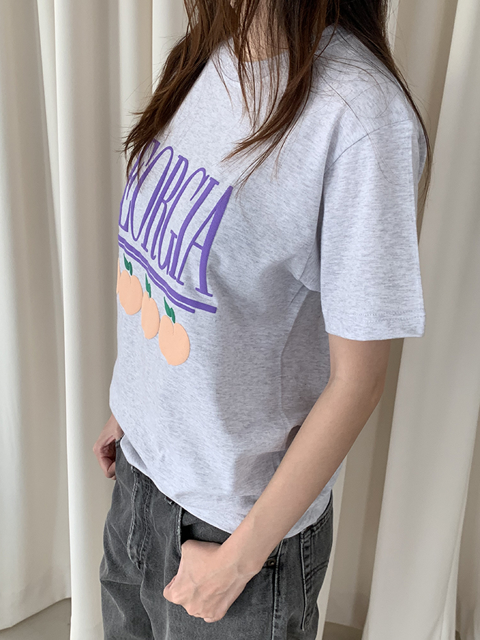 (new product) "Georgia Peaches" Puff Print (Grey)