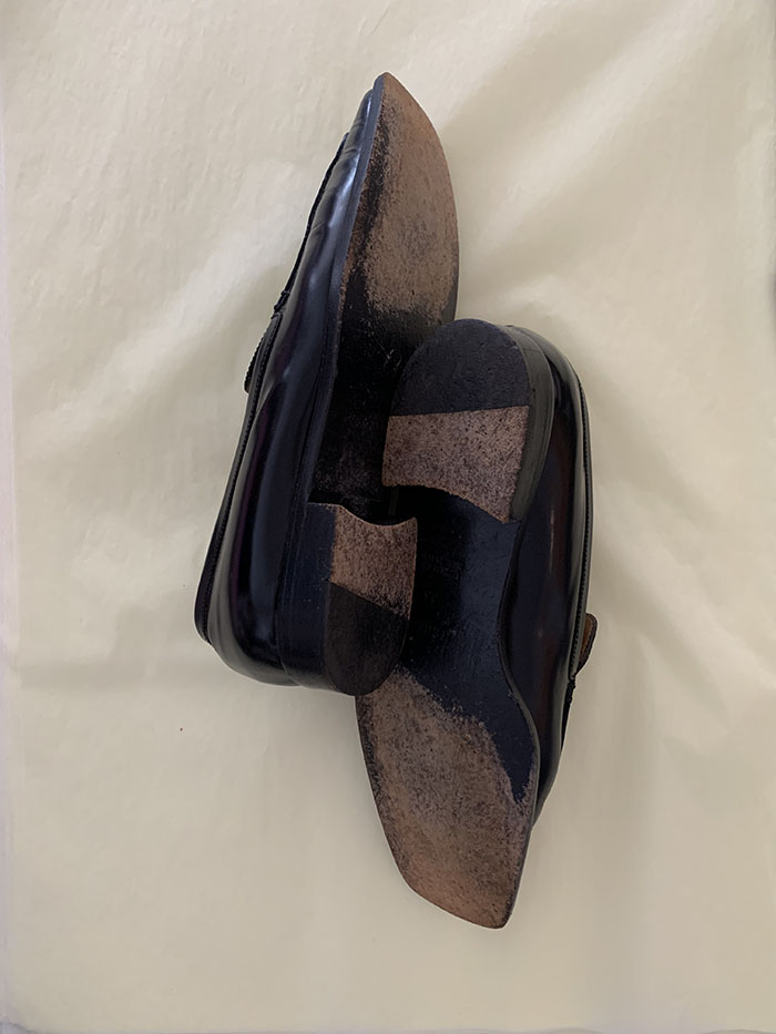 00s "Hermes" Logo Leather Loafer Shoes