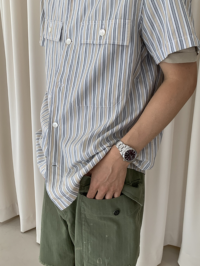 00's "PRADA" cotton pocket short Shirt