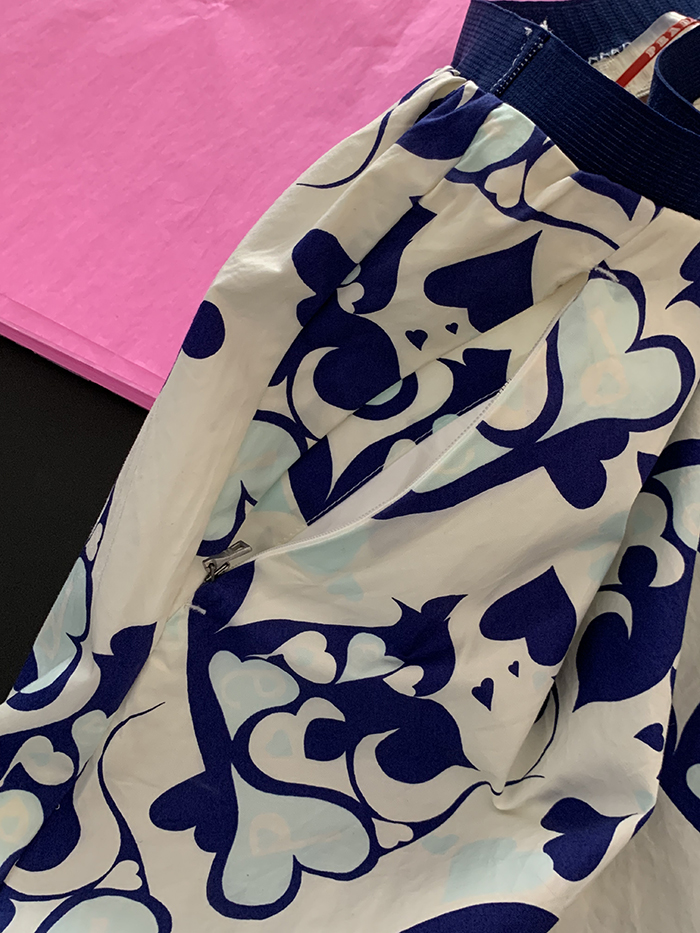 00's "Prada" flower cotton banding Skirt