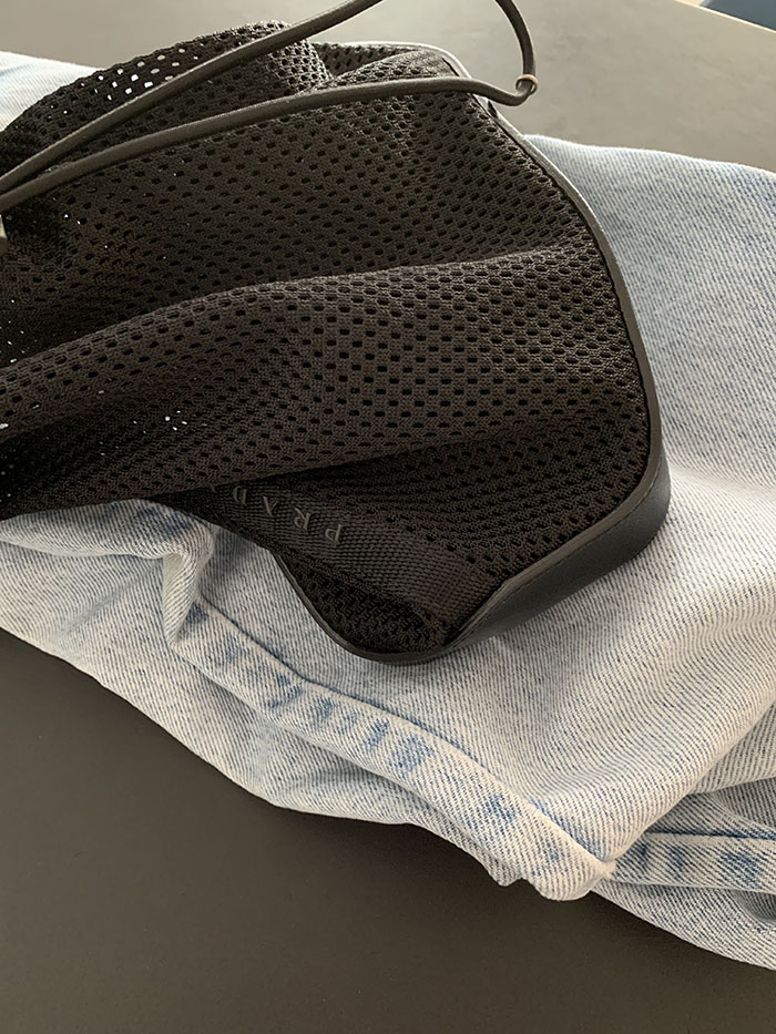 90-00's "PRADA" Net Leather Tote Bag