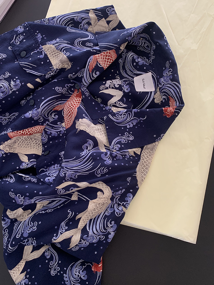 90's "KARL HELMUT" polyester summer Shirt / 착샷만