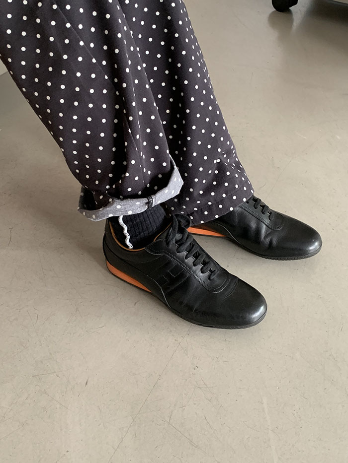 00s "Hermes" Logo Leather Shoes