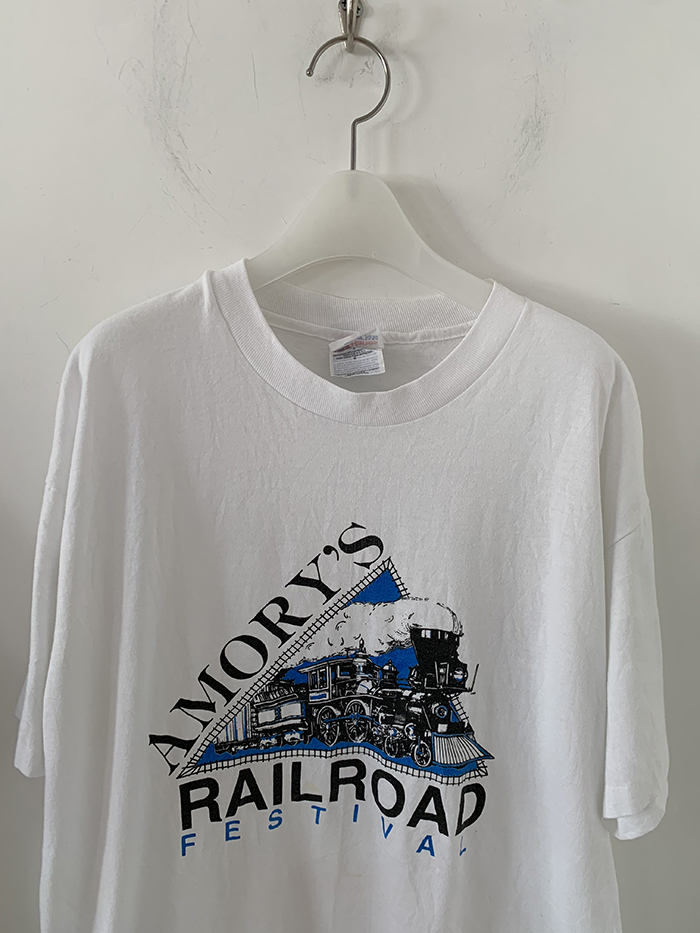 90's "RAIL ROAD" USA T-shirt