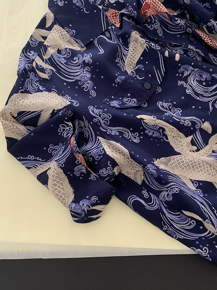 90's "KARL HELMUT" polyester summer Shirt / 착샷만