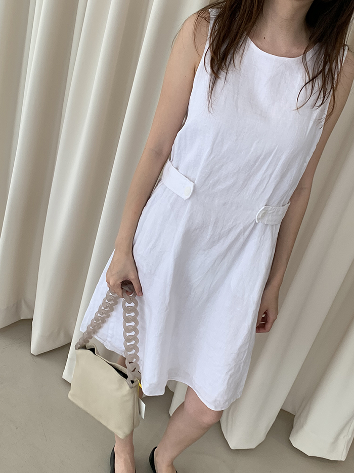 00's "Emporio Armani" linen white Dress