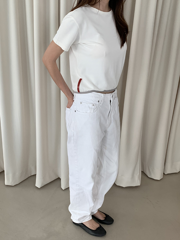 00's "PRADA" rayon x nylon crop Top