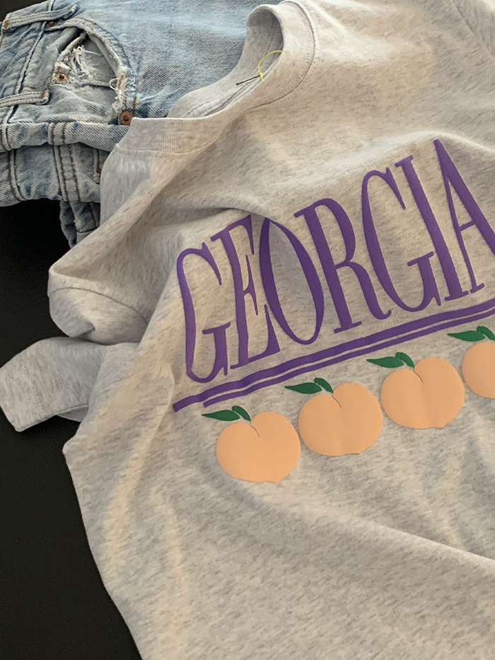 (new product) "Georgia Peaches" Puff Print (Grey)