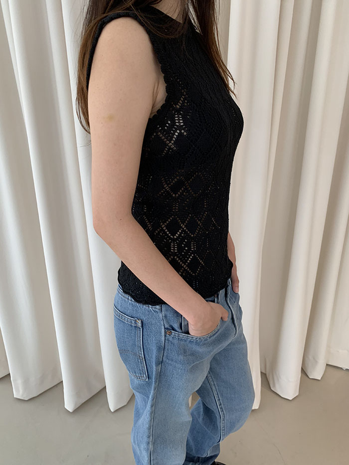 80's "Oliver by Valentino" Cotton Crochet Vest 복제
