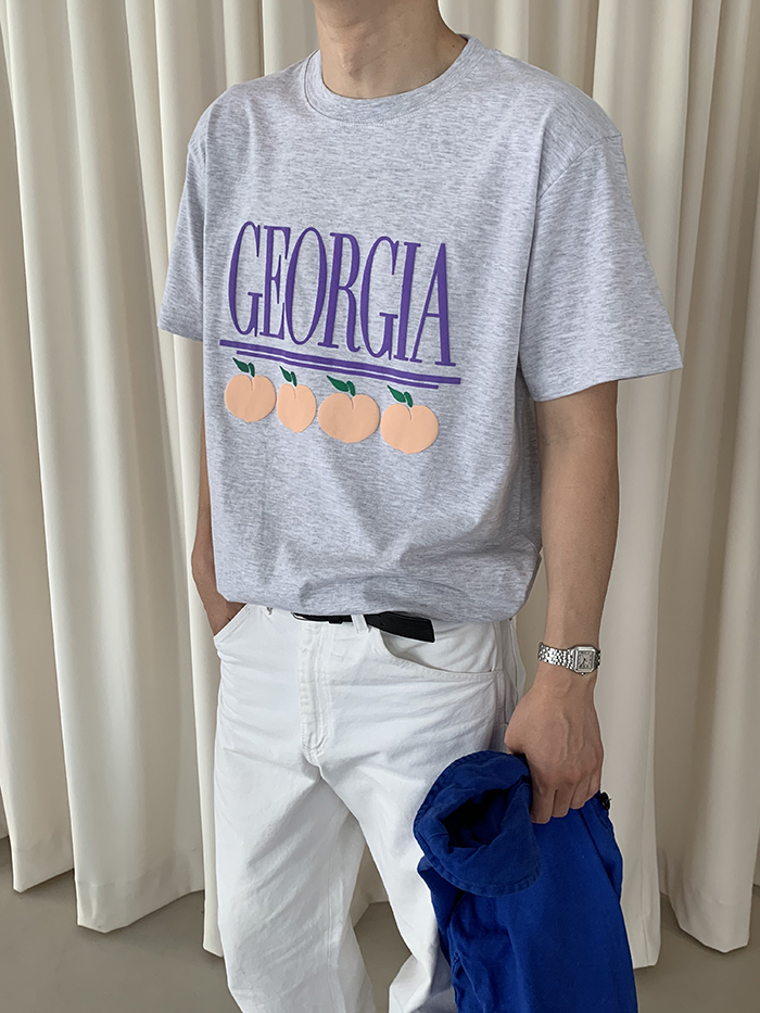 (new product) "Georgia Peaches" Puff Print (Grey)