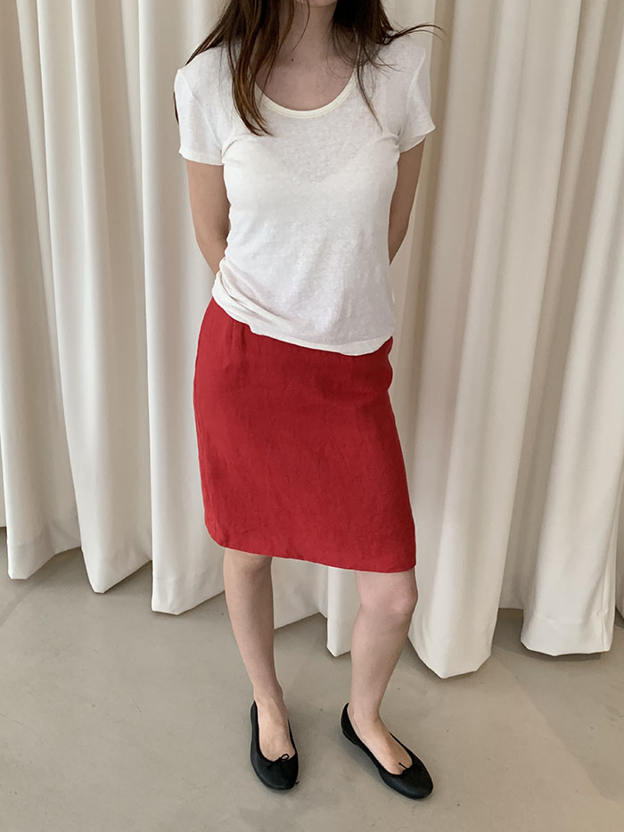 00's "PRADA" linen Skirt