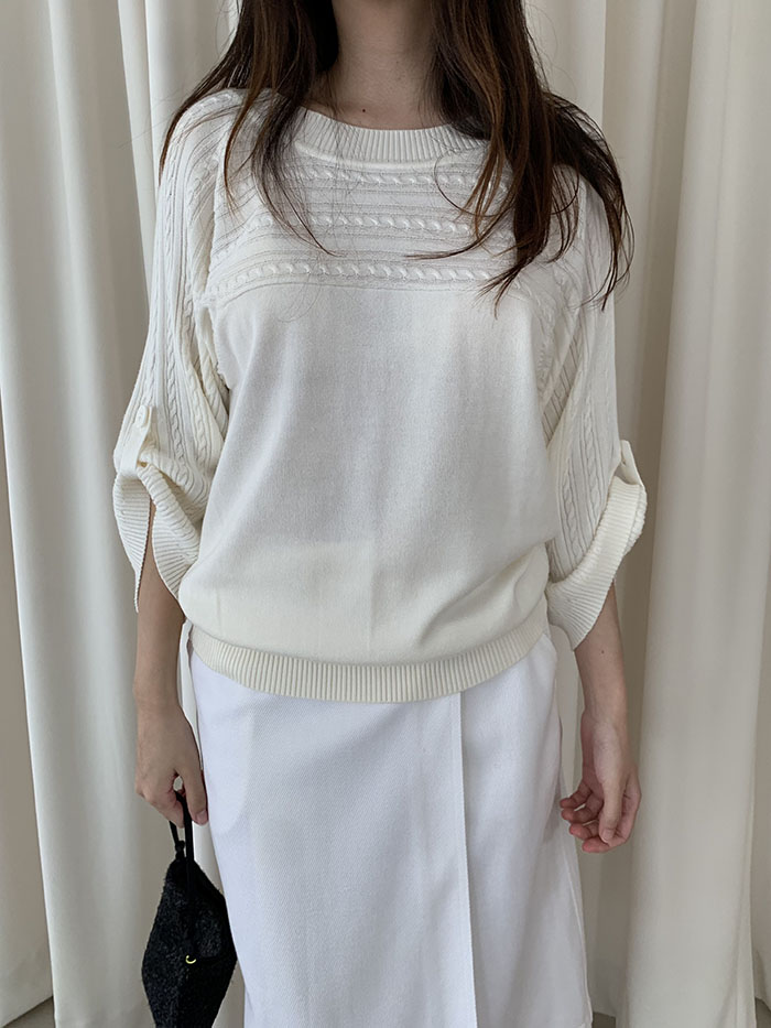 90's "Courreges" cotton x acrylic Knit